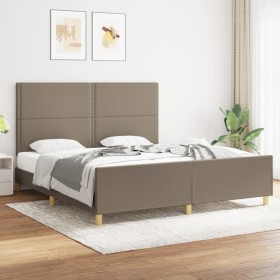 Bed frame with headboard in taupe gray fabric 180x200 cm by , Beds and slatted bases - Ref: Foro24-3124996, Price: 211,13 €, ...