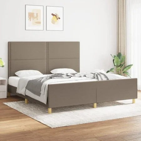Bed frame with headboard in taupe gray fabric 180x200 cm by , Beds and slatted bases - Ref: Foro24-3124996, Price: 207,48 €, ...