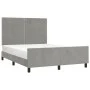 Light gray velvet bed frame with headboard 140x190cm by , Beds and slatted bases - Ref: Foro24-3125696, Price: 198,44 €, Disc...