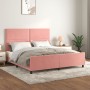 Estructura de cama con cabecero de terciopelo rosa 160x200 cm de , Camas y somieres - Ref: Foro24-3125707, Precio: 216,53 €, ...