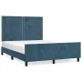 Dark blue velvet bed frame with headboard 140x190 cm by , Beds and slatted bases - Ref: Foro24-3125694, Price: 208,07 €, Disc...