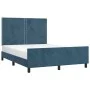 Dark blue velvet bed frame with headboard 140x190 cm by , Beds and slatted bases - Ref: Foro24-3125694, Price: 208,07 €, Disc...