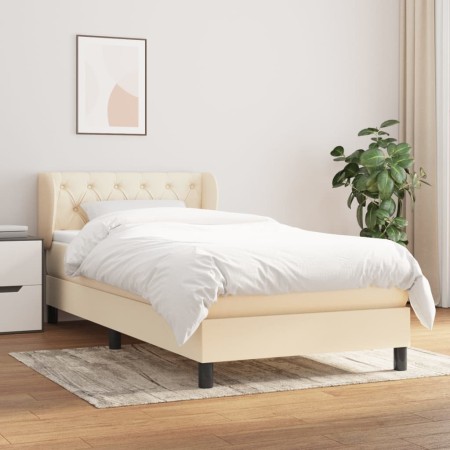 Cama box spring con colchón tela color crema 80x200 cm de , Camas y somieres - Ref: Foro24-3126442, Precio: 324,90 €