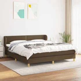 Box spring bed with dark brown fabric mattress 180x200 cm by , Beds and slatted bases - Ref: Foro24-3126744, Price: 532,62 €,...