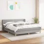 Box spring bed with light gray fabric mattress 160x200 cm by , Beds and slatted bases - Ref: Foro24-3126733, Price: 486,90 €,...