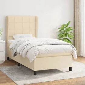 Cama box spring con colchón tela color crema 80x200 cm de , Camas y somieres - Ref: Foro24-3127922, Precio: 326,59 €, Descuen...