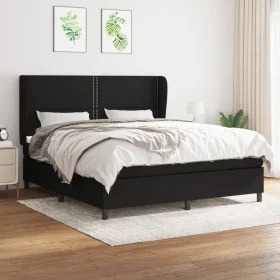 Cama box spring con colchón tela negro 180x200 cm de , Camas y somieres - Ref: Foro24-3127903, Precio: 595,27 €, Descuento: %