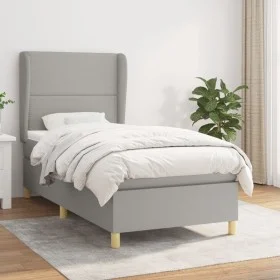 Box spring bed with light gray fabric mattress 90x190 cm by , Beds and slatted bases - Ref: Foro24-3128405, Price: 306,77 €, ...