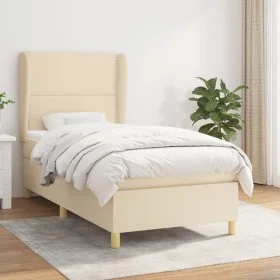 Box spring bed with cream fabric mattress 90x200 cm by , Beds and slatted bases - Ref: Foro24-3128418, Price: 326,76 €, Disco...