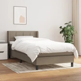 Box spring bed with taupe gray fabric mattress 90x190 cm by , Beds and slatted bases - Ref: Foro24-3129677, Price: 325,39 €, ...
