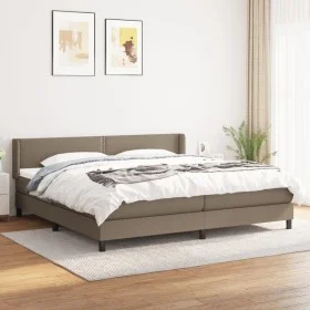 Box spring bed with taupe gray fabric mattress 200x200 cm by , Beds and slatted bases - Ref: Foro24-3129661, Price: 620,83 €,...