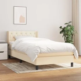 Box spring bed with cream fabric mattress 80x200 cm by , Beds and slatted bases - Ref: Foro24-3129910, Price: 305,43 €, Disco...