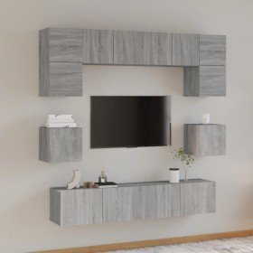 Set de muebles para TV 8 pzas madera contrachapada gris Sonoma