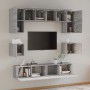 Set de muebles para TV 8 pzas madera contrachapada gris Sonoma