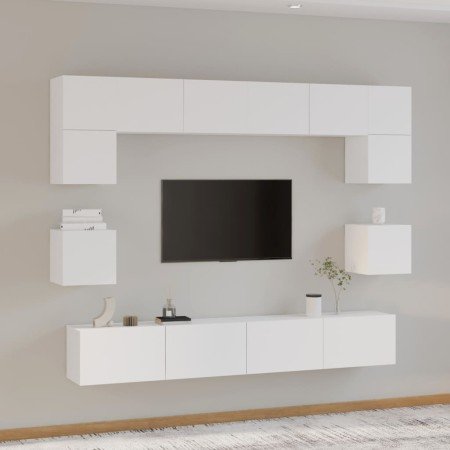 Set de muebles para TV 8 piezas madera contrachapada blanco