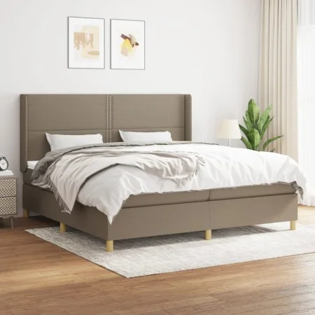 Box spring bed with taupe gray fabric mattress 200x200 cm by , Beds and slatted bases - Ref: Foro24-3131941, Price: 704,46 €,...