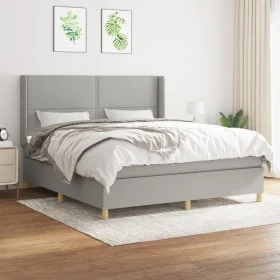 Box spring bed with light gray fabric mattress 180x200 cm by , Beds and slatted bases - Ref: Foro24-3131929, Price: 602,80 €,...