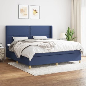 Cama box spring con colchón tela azul 200x200 cm de , Camas y somieres - Ref: Foro24-3131943, Precio: 638,59 €, Descuento: %