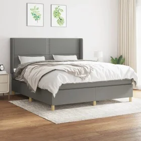 Box spring bed with dark gray fabric mattress 160x200 cm by , Beds and slatted bases - Ref: Foro24-3131922, Price: 546,88 €, ...