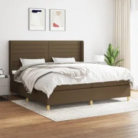 Box spring bed with dark brown fabric mattress 200x200 cm by , Beds and slatted bases - Ref: Foro24-3132100, Price: 664,28 €,...