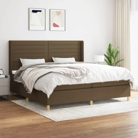 Box spring bed with dark brown fabric mattress 200x200 cm by , Beds and slatted bases - Ref: Foro24-3132100, Price: 664,28 €,...