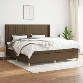 Box spring bed with dark brown fabric mattress 200x200 cm by , Beds and slatted bases - Ref: Foro24-3132180, Price: 663,01 €,...