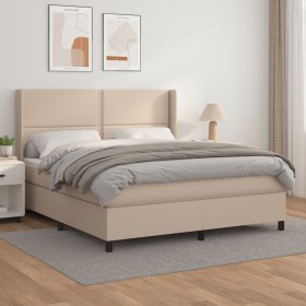Cama box spring con colchón cuero sintético capuchino 180x200cm de , Camas y somieres - Ref: Foro24-3132458, Precio: 636,17 €...