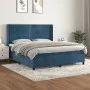Box spring bed with dark blue velvet mattress 160x200 cm by , Beds and slatted bases - Ref: Foro24-3132631, Price: 557,62 €, ...