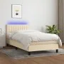 Cama box spring colchón y luces LED tela color crema 90x190 cm de , Camas y somieres - Ref: Foro24-3133282, Precio: 334,69 €,...