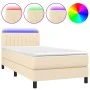 Box spring bed mattress and LED lights cream fabric 90x190 cm by , Beds and slatted bases - Ref: Foro24-3133282, Price: 334,6...