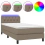 Box spring bed with mattress and taupe gray LED lights 80x200 cm by , Beds and slatted bases - Ref: Foro24-3133353, Price: 30...