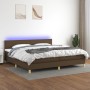 Box spring bed with LED mattress dark brown fabric 200x200 cm by , Beds and slatted bases - Ref: Foro24-3133584, Price: 604,0...