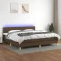 Box spring bed with LED mattress dark brown fabric 200x200 cm by , Beds and slatted bases - Ref: Foro24-3133584, Price: 593,4...
