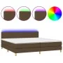 Box spring bed with LED mattress dark brown fabric 200x200 cm by , Beds and slatted bases - Ref: Foro24-3133584, Price: 593,4...