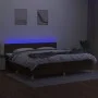 Box spring bed with LED mattress dark brown fabric 200x200 cm by , Beds and slatted bases - Ref: Foro24-3133584, Price: 593,4...