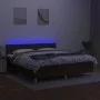 Box spring bed with LED mattress dark brown fabric 180x200 cm by , Beds and slatted bases - Ref: Foro24-3133656, Price: 522,7...