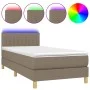 Box spring bed with LED mattress taupe gray fabric 90x190 cm by , Beds and slatted bases - Ref: Foro24-3133841, Price: 322,33...