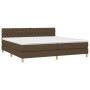 Box spring bed with LED mattress dark brown fabric 200x200 cm by , Beds and slatted bases - Ref: Foro24-3133984, Price: 633,2...