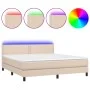 Box spring bed LED mattress cappuccino synthetic leather 180x200cm by , Beds and slatted bases - Ref: Foro24-3134182, Price: ...
