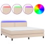 Cama box spring colchón LED cuero sintético capuchino 180x200cm de , Camas y somieres - Ref: Foro24-3134182, Precio: 526,01 €...
