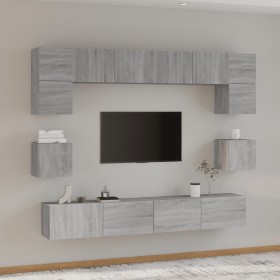 Set de muebles para TV 8 pzas madera contrachapada gris Sonoma