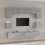 Set de muebles para TV 8 pzas madera contrachapada gris Sonoma