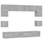 Set de muebles para TV 8 pzas madera contrachapada gris Sonoma