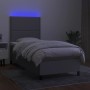 Boxspringbettmatratze und LED-Leuchten aus hellgrauem Stoff 90x190 cm von , Betten und Lattenroste - Ref: Foro24-3134757, Pre...