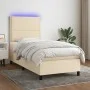 Box spring bed mattress and LED lights cream fabric 90x190 cm by , Beds and slatted bases - Ref: Foro24-3134762, Price: 334,9...