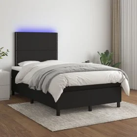 Box spring bed with LED mattress black fabric 120x200 cm by , Beds and slatted bases - Ref: Foro24-3134783, Price: 431,41 €, ...
