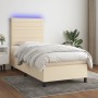 Box spring bed mattress and LED lights cream fabric 80x200 cm by , Beds and slatted bases - Ref: Foro24-3134914, Price: 333,8...