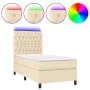 Box spring bed mattress and LED lights cream fabric 80x200 cm by , Beds and slatted bases - Ref: Foro24-3135074, Price: 336,3...