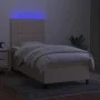 Cama box spring colchón y luces LED tela crema 80x200 cm de , Camas y somieres - Ref: Foro24-3134994, Precio: 321,94 €, Descu...
