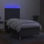 Box spring bed mattress and LED lights dark gray fabric 90x190 cm by , Beds and slatted bases - Ref: Foro24-3135318, Price: 3...